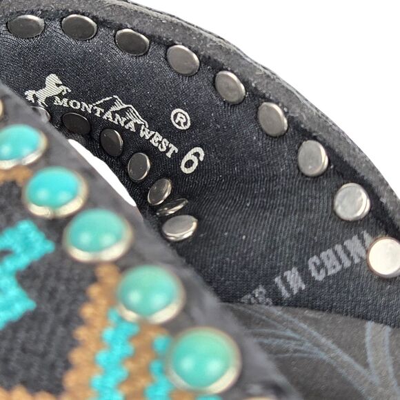 Montana West Foam Wedge Flip Flop Sandals 6 Medallion Turquoise Western Cowgirl - Picture 10 of 11